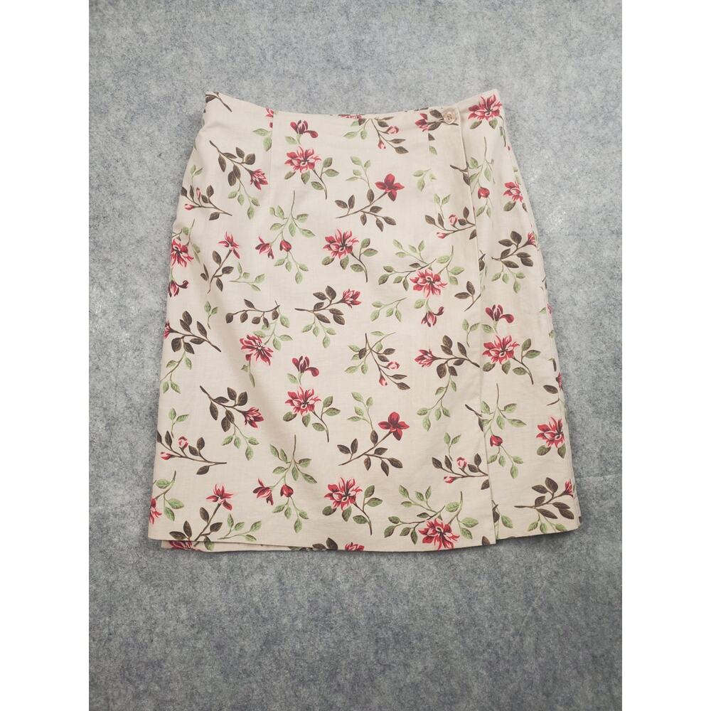 Women's Vintage Bridgewater Classics Size 12 Khaki Pink Floral Wrap Skirt